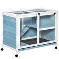 thumbnail image 1 of PawHut Indoor Rabbit Hutch with Wheels, Bunny Cage with Ramp, Blue, 1 of 8
