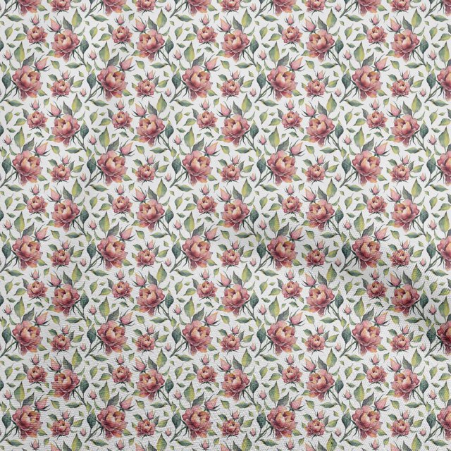 oneOone Rayon White Fabric Florals Sewing Material Print Fabric By The Yard 56 Inch Wide