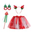 thumbnail image 1 of LUOGENLI Robe Enfants Filles Noël Danse Fête Jupe en Tulle Dessin Animé Jupes de Ballet Serre-Tête Ensemble 4 Pcs Longue Robe pour Filles Blanc 6-8 Ans, 1 of 3