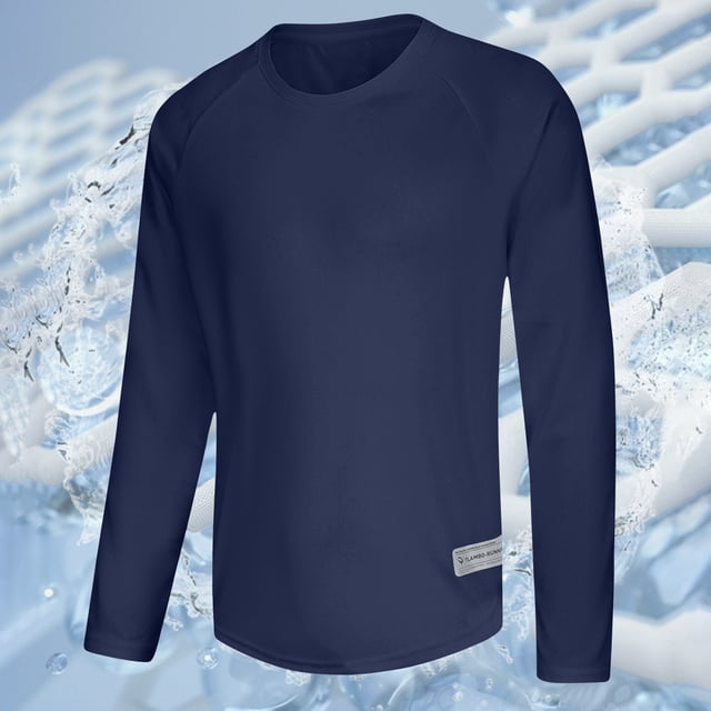 AherBiu Mens Long Sleeve Tops Crewneck Sun Protection Quick Drying Athletic Outdoor Breathable T Shirts