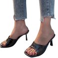 thumbnail image 4 of yulier Womens Heeled Sandals Square Toe Single Strap Open Toe Slip On Mules Slide Sandals Stiletto Heels, 4 of 5