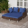 thumbnail image 1 of Gymax Outdoor Rattan Double Daybed Wicker Chaise Lounge for 2 w/ Seat & Back Cushions Navy, 1 of 10