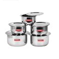thumbnail image 1 of Silver Stainless Steel 5 Pcs Patila Set, Tope, Cookware Set With Lids - 1 Ltr To 3 Ltr, 22 Guage Induction & Gas Stove Friendly 10 Pcs Set, 1 of 4
