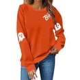 thumbnail image 1 of NMMUED Chandail d'Halloween pour Femmes, Chandails Graphiques pour Femmes, Jolis Chandails d'Halloween pour Femmes, Chandails à Col Rond pour Femmes, T-Shirts d'Halloween pour Femmes, Chandails à Enfiler pour Femmes, Orange m, 1 of 4