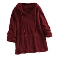 thumbnail image 1 of Kcodviy Femmes Décontracté Uni Peluche Femmes Chandail à Capuchon à Fermeture à Glissière Chandail à Capuchon Manches Longues Chandails à Capuchon Robe à Fermeture à Glissière Blouse Hauts, 1 of 4