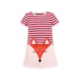 thumbnail image 1 of Robe Fille Col Rond Coton Décontractée Fox à Rayures Rouges Manches Courtes 3 Ans, 1 of 5
