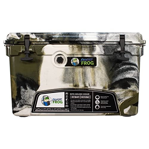 Frosted Frog Camouflage Désert Glacière Coffre à Glace de 45 Pintes Robuste Haute Performance Moulée par Root de Qualité Commerciale Isolée