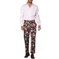 thumbnail image 2 of INSPIRE CHIC Pantalon Habillé à Fleurs pour Homme, devant Plat, Fête, Bal de Promo, Pantalon Imprimé de Fleurs 38 Noir Rouge, 2 of 5