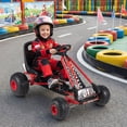 thumbnail image 4 of Gymax Kart à Pédales pour Enfants à 4 Roues avec Embrayage et Frein à Main Roues Multi-Terrain Bleu Rouge, 4 of 10