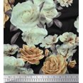 thumbnail image 1 of Soimoi Rayon Fabric Leaves & Rose Flower Printed Fabric 1 Yard 56 Inch Wide, 1 of 3