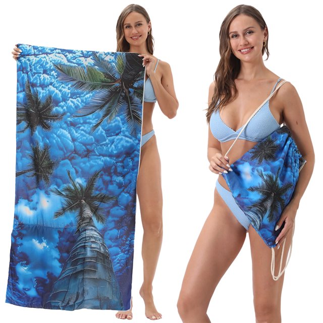 Foldable Beach Towel Printed Bath Towel All-in-one Beach Towel All-in-one Bag For Storage