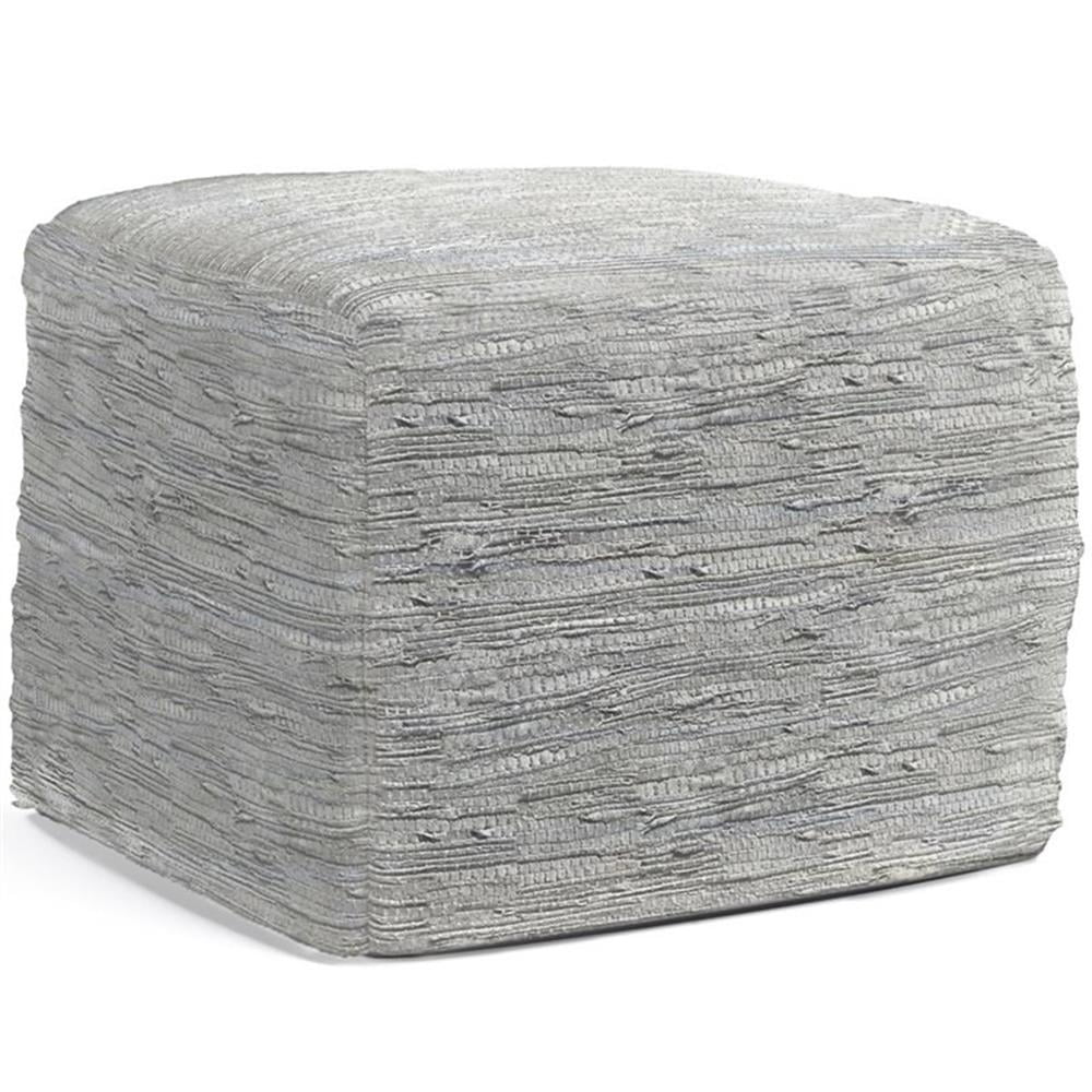 Pemberly Row Pouf Carré Bohème en Cuir Véritable de Style Transitionnel, Crème