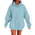 thumbnail image 2 of IMENGL Oversized Winter cotton hooded pullover sweatshirt, Blue XL, Size M-5XL, 2 of 5