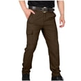 thumbnail image 3 of YOIAVAIOY Pantalon Cargo Tactique pour Hommes Résistant à l'Eau en Ripstop Pantalon de Randonnée Léger Pantalon de Travail d'Extérieur avec Multiples Poches Brun TTTTG, 3 of 5