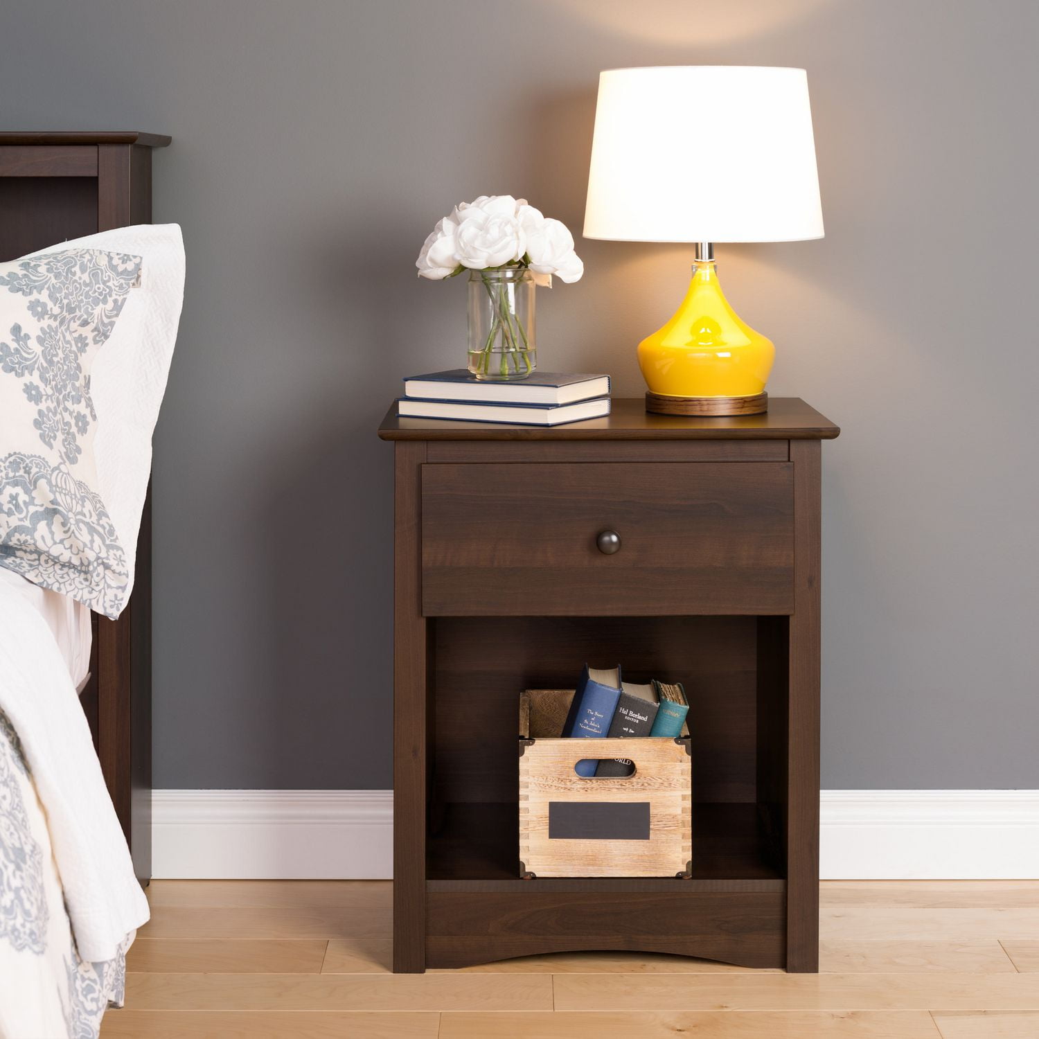 Prepac Fremont 1-Drawer Espresso Tall Nightstand