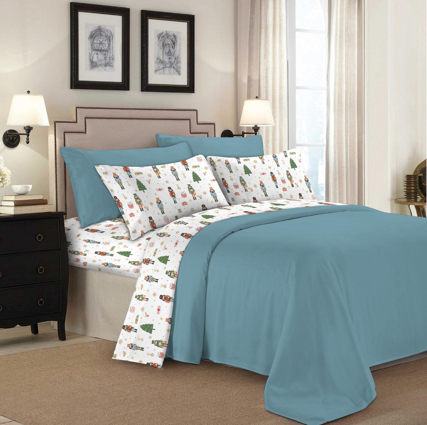 Ensembles de draps imprimés en coton à 144 fils Johnson Home