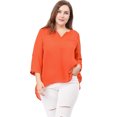 thumbnail image 3 of GRACE & GRANDEUR Women's Plus Size 3/4 Sleeves Split V Neck Blouse Tops, 3 of 7
