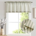 thumbnail image 1 of Curtainking Kitchen Valance Curtain Stripe Pattern Farmhouse Window Valance 16 inch Linen Window Treatment for Bathroom Bedroom Rod Pocket 1 Panel Sage, 1 of 7