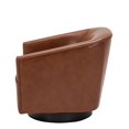 thumbnail image 4 of Gaven Caramel Faux Leather Wood Base 360 Degree Swivel Accent Chair, 4 of 8