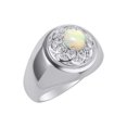 thumbnail image 3 of RYLOS Men's Rings 14K White Gold Designer Gypsy 7MM Round Gemstone & Diamond Ring Opal October Birthstone Rings Size 12, 3 of 6