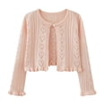 thumbnail image 1 of Girls Shrug Cardigan One-button Ruffle Open Front Cotton Knit Crop Jacket Toddler Fall Bolero Outerwear 18M-14Y (2 Years, Pink 03), 1 of 7