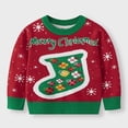 thumbnail image 2 of Chandails de Noël Garçons Filles Manches Longues Tricot Col Rond Chandail Molletonné Enfants Chandail de Noël Laid Hauts 3-8 Ans (4 Ans, Rouge), 2 of 6