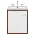 thumbnail image 3 of Pemberly Row 18" Wall-Mount Wood Bathroom Vanity in Walnut/White, 3 of 8