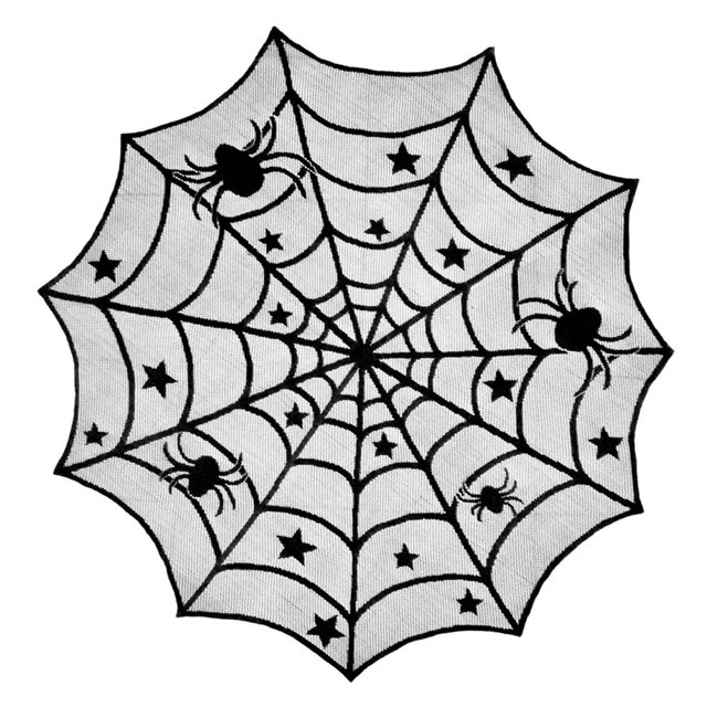 Amdohai Nappe d'Halloween Ronde en Dentelle Toile d'Araignée Toile d'Araignée 40 Pouces