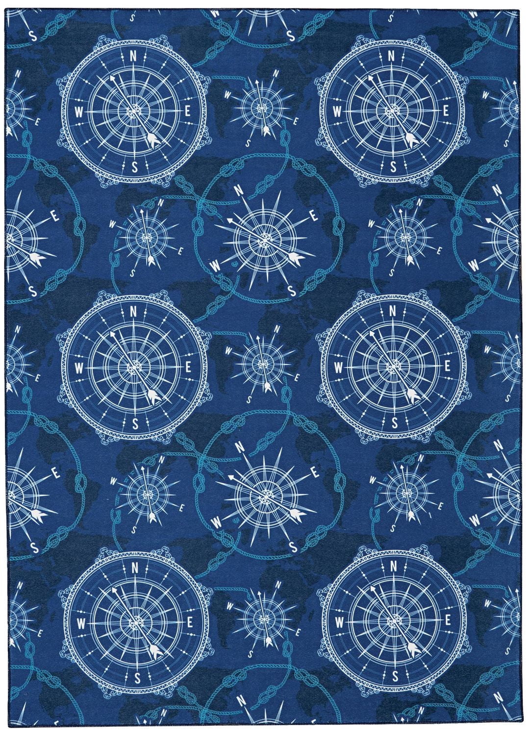 Tapis d'appoint lavable Simon 3 pi x 5 pi bleu et ivoire