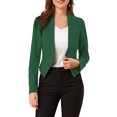 thumbnail image 1 of Blazer de Travail pour Femme Sans Col, Veste de Tailleur Décontractée de Bureau, Blazer Court, P Vert Foncé, 1 of 8