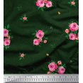 thumbnail image 1 of Soimoi Tissu Poly Georgette Imprimé Feuilles & Roses au Mètre 42 Pouces de Large, 1 of 3