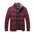 thumbnail image 1 of Men's Winter Jacket Winter Coat Down Cotton Jacket Mens Solid Color Short Coat Stand Collar Cotton Jacket, 1 of 1