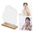 thumbnail image 4 of Acrylic Desktop Makeup Mirror, Irregular Durable Acrylic Mirror Lightweight Portable Aesthetic Easy Installation with Wooden Base for Home, 4 of 7