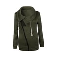 thumbnail image 1 of Women's Oblique Zipper Funnel Neck Zip Up Fleece Hoodie Jacket, 1 of 1