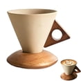 thumbnail image 1 of Ceramic Pour Over Coffee Dripper, 4.9-Inch Cone with Wooden Base, Achieve Consistent Extraction for a Perfect Brew, Ideal for Home Baristas and Coffee Enthusiasts, 1 of 7