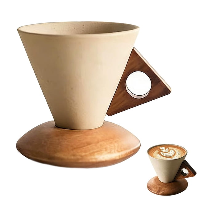 Ceramic Pour Over Coffee Dripper, 4.9-Inch Cone with Wooden Base, Achieve Consistent Extraction for a Perfect Brew, Ideal for Home Baristas and Coffee Enthusiasts