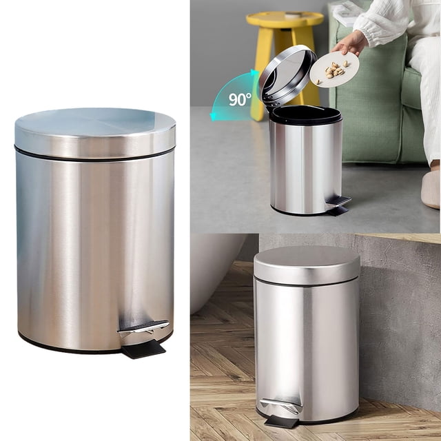 Household Pedal Operated Covered Stainless Steel Mini Can With Inner Bucket For Elegant Space Organization Grease Remover Kitchen Cabinets Blah Cleaning Products Water Mark Remover from Crawl Space