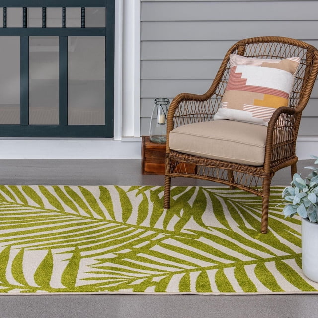 Tapis tissé crème et vert Tropiana