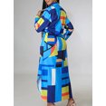 thumbnail image 4 of Tralilbee Nouvelle Robe Blouse Style Manches Longues Décontractée Mode Manches Imprimé Robe de Fête pour Dames Bouton Tenue d'Intérieur Col à Revers Mode Urbaine Fête d'Anniversaire, 4 of 5