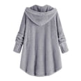thumbnail image 2 of XZNGL Plus Size Tops for Women Plus Size Button Plush Tops Hooded Loose Cardigan Wool Coat Winter Jacket Womens Plus Size Tops Plus Size Womens Tops Plus Size Cardigans for Women, 2 of 5