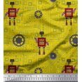 thumbnail image 1 of Soimoi Yellow Poly Georgette Fabric Cartoon Machine & Gear Parts Hardware Printed Craft Fabric by the Yard 42 Inch Wide, 1 of 3