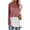 thumbnail image 1 of LUXUR Blouse Chemise à Manches Longues pour Femme Col Ras du Cou Tunique Décontractée Hauts Chandail à Blocs de Couleur Blocs de Couleur 32 L, 1 of 2