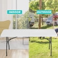 thumbnail image 4 of 6ft Portable Folding Table Light Weight Fold in Half Utility Plastic Kitchen Table with Carrying Handle 500 lbs Capacity Dining Table for Camping, Picnic, Party, Backyard Events, 4 of 7