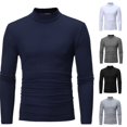 thumbnail image 4 of T-Shirt Blouse Basique Uni à Col Montant pour Homme, Chaud pour l'Hiver, Chandail à Manches Longues, 4 of 9