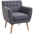 thumbnail image 1 of HOMCOM Fauteuil d'Appoint Moderne, Fauteuil à Accoudoirs Rembourré en Lin, Fauteuil Club Capitonné, 1 of 10