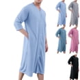 thumbnail image 1 of Horkkom Mens Nightgown Long Sleeve with Pockets Button Bathrobe Loose Soft Robe M, Gifts for Men, 1 of 3