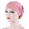 thumbnail image 4 of Women Solid Beading Hat Muslim Ruffle Cancer Chemo Hat Wrap Cap, 4 of 4