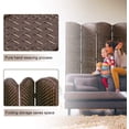 thumbnail image 4 of FDW Folding Privacy Room Divider Screen, 6 ft Portable Indoor Partition, Wood, Brown, 4 of 7