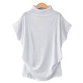 thumbnail image 3 of AMERTEER Blouse Décontractée en Coton à Manches Courtes et Col Roulé pour Femmes, Grande Taille, 3 of 5
