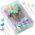 thumbnail image 1 of 200 pcs 2.09 Inch Sewing Pins Flat Head Straight Pins Butterfly Head Sewing Pins Straight Quilting Pins for Sewing DIY Projects Dressmaker Jewelry Decoration, 1 of 7